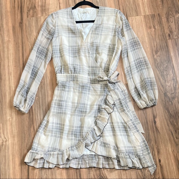 The East Order plaid ruffle wrap dress size L - Picture 2 of 7